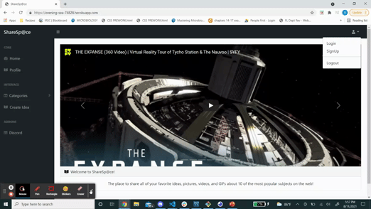 screen shot of website